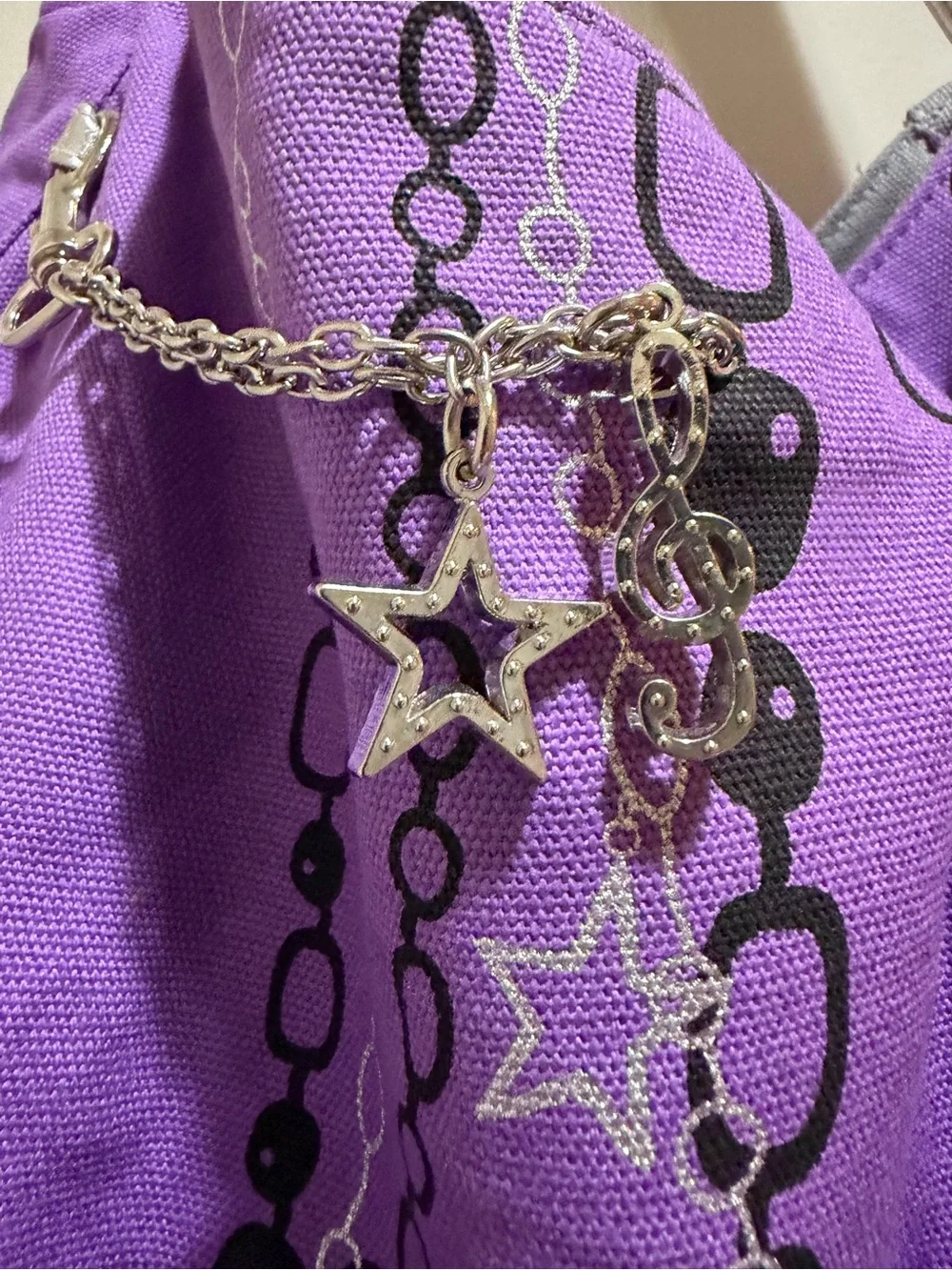 NWT Disney’s Hannah Montana Purple Shoulder Bag with Silver Detachable Charm